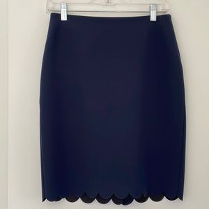 Banana Republic High-waisted Navy Skirt with Scalloped Hem US2